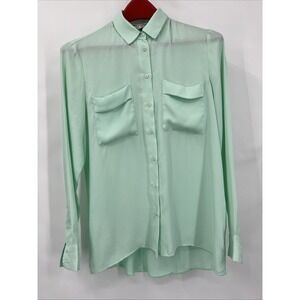 Ipekyol Basics Mint Green Button-Up Blouse Soft Romantic Workwear Clubbing